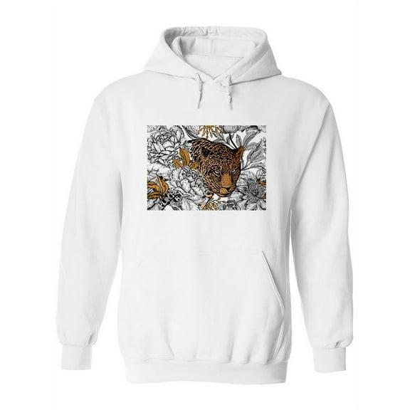 Leopard Surrounded By Flowers Hoodie Women -Image by Shutterstock, Female 3X-Large