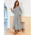 thumbnail image 2 of Ekouaer Women Zipper Robe Long Sleeve Loungewear Lightweight Housecoat Full Length Nightgown with Pockets, 2 of 6