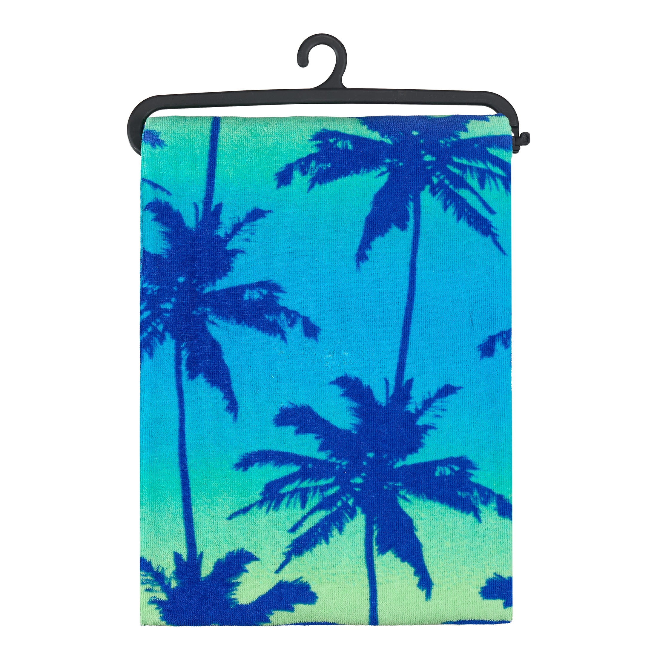 Mainstays Beach Collection Blue Palm Cotton-Blend Beach Towel