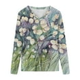 thumbnail image 4 of IROINID Chemises à Manches Longues Col en V pour Femmes Grande Taille Décontracté Ample Imprimé Blouse, Vert, 4 of 5