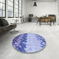 thumbnail image 4 of Ahgly Company Machine Washable Indoor Round Transitional Jeans Blue Area Rugs, 6' Round, 4 of 7