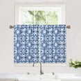 thumbnail image 2 of 2 Pcs Blackout Fabric Tier Curtains, Butterfly Feeler Printed Rod Pocket Small Curtain Valance, 2 of 9