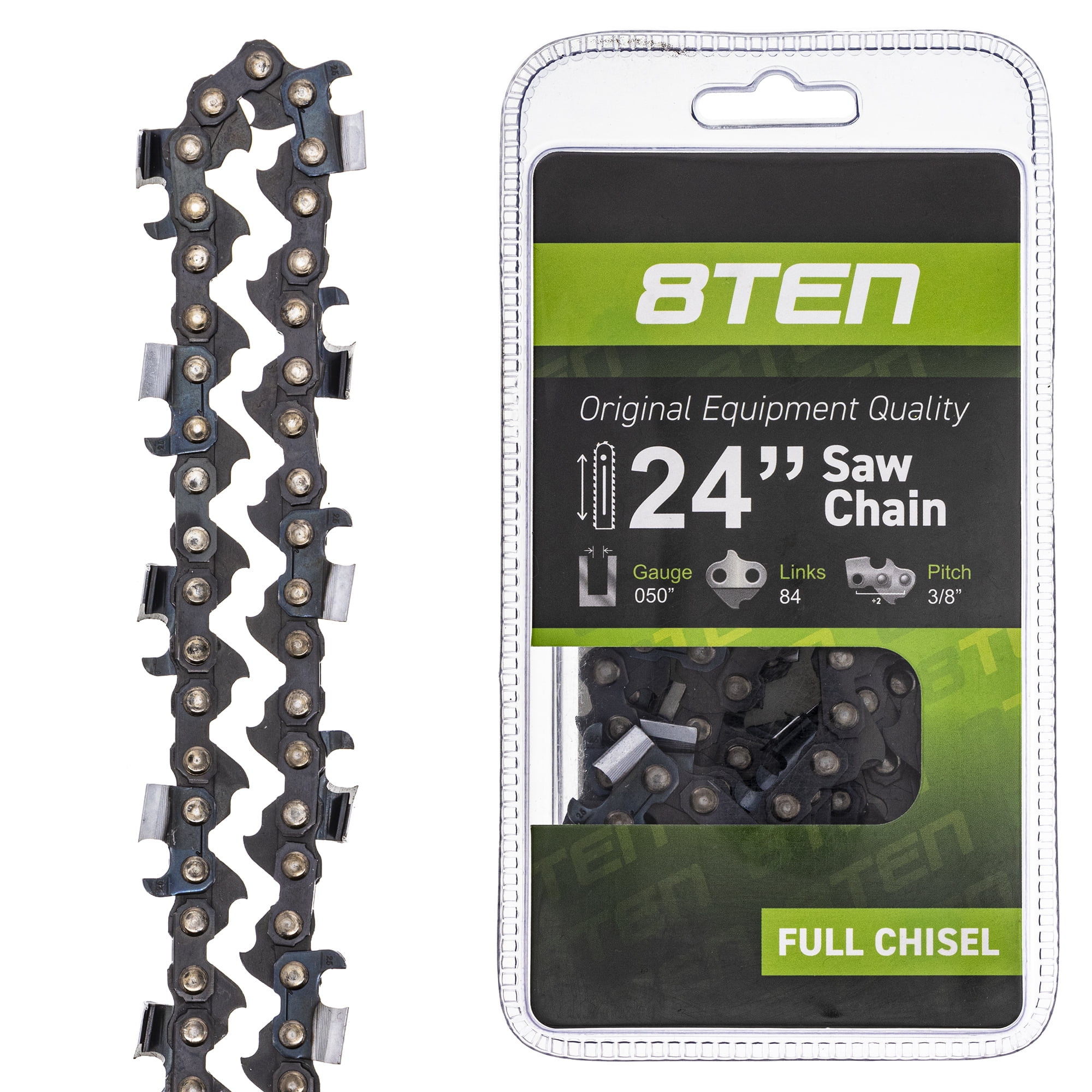 8TEN Chainsaw Chain 24 Inch Bar .050 Gauge 3/8 Pitch 84 Drive Links For