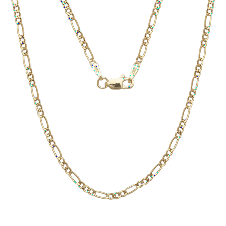 A&M Solid 14kt Gold Figaro Chain, 2MM 24"