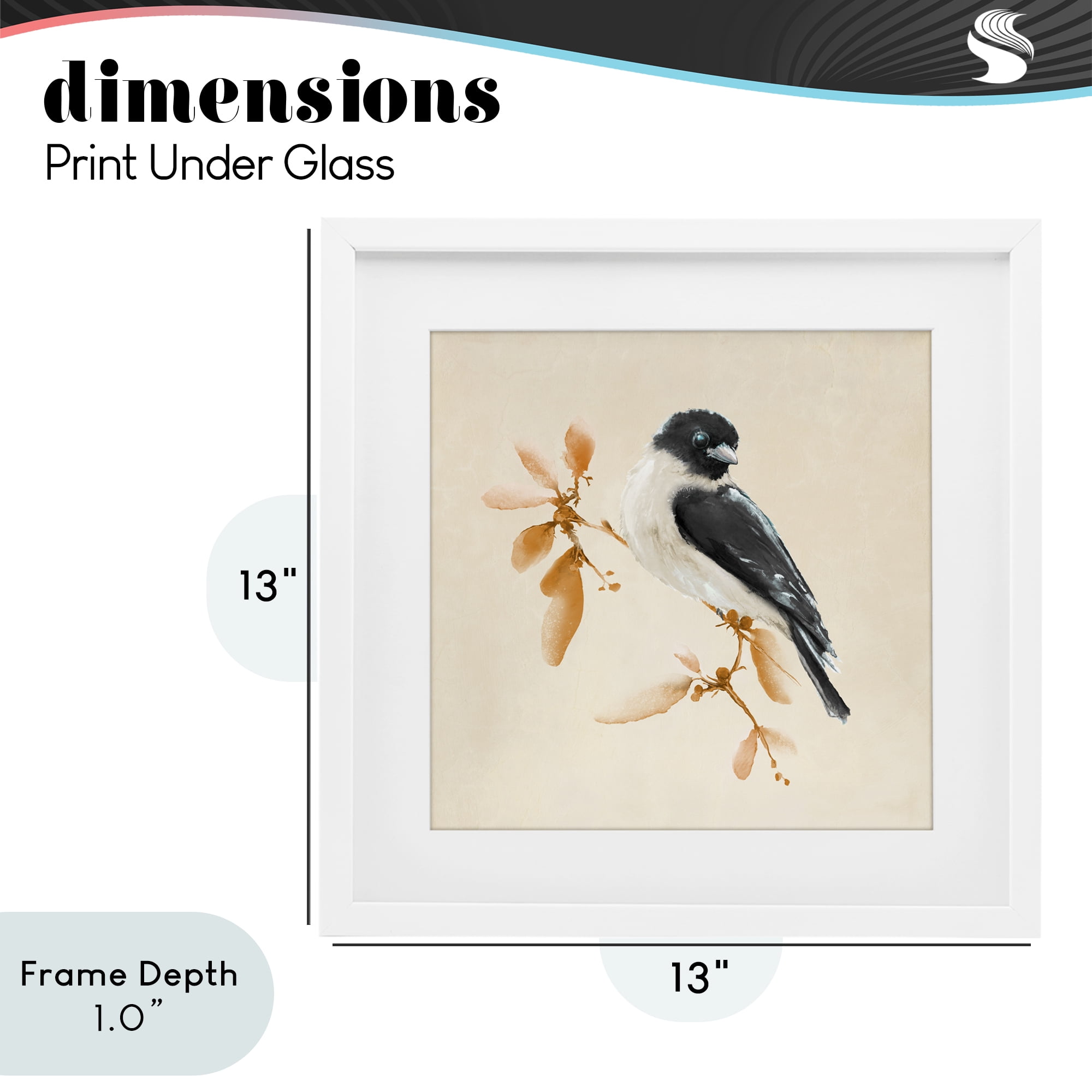 Stupell Industries Subtle Watercolor Chickadee White Framed Print Under Glass, design by Diannart