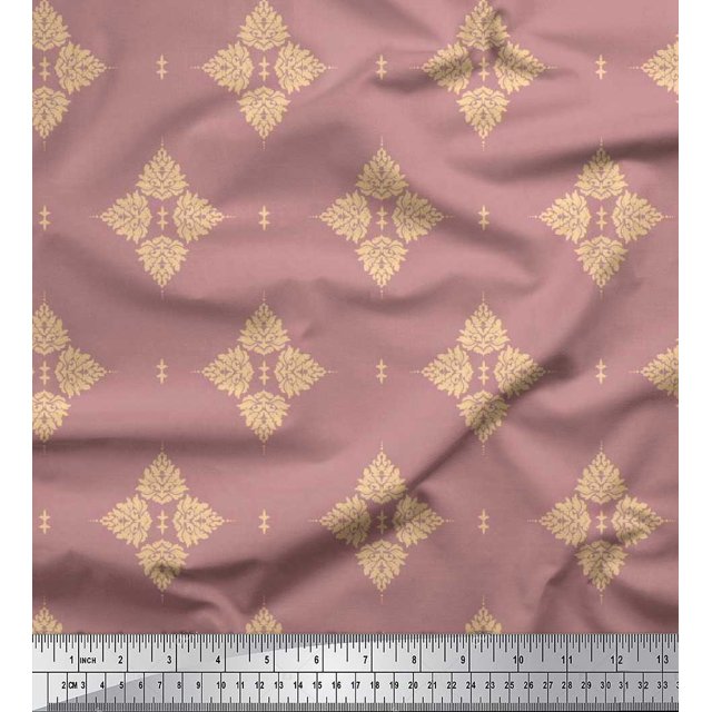 Soimoi Cotton Duck Fabric Floral Block Print Sewing Fabric Yard 56 Inch Wide