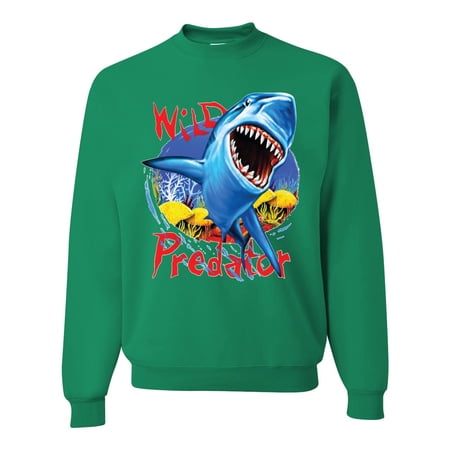 Shark Ocean Wild Predator Unisex Crewneck Graphic Sweatshirt, Kelly, 4XL