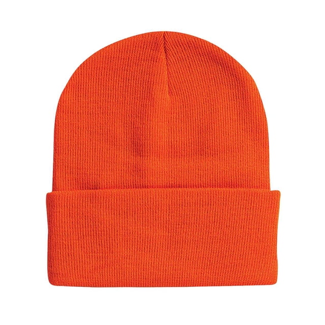 Solid 12 Cuffed Beanie, One Size, Blaze Orange