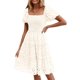 thumbnail image 1 of Vestido Prettygarden para mujer, con mangas abullonadas, de verano, con ojales, blanco, 1 of 8