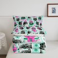 thumbnail image 5 of Manfei Christmas Cat Animals Twin Comforter Sets,Traditional Snowflake Stripes Bedding Set,Green Gray,Christmas Reversible,2-Piece,1 Comforter and 1 Pillowcase, 5 of 7