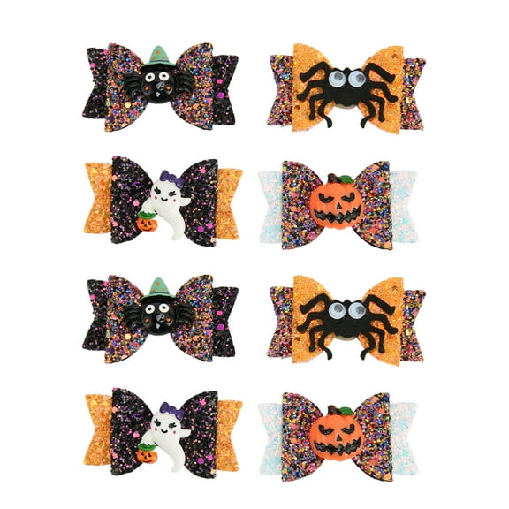 8 Pcs Halloween Pet Hair Bows Cute Dog Hair Topknot With Rubber Band For Puppy Grooming