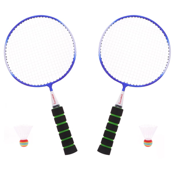 1 juego de raqueta de bádminton ligera y portátil, juguete deportivo duradero y divertido con 2 pelotas para exteriores (azul).