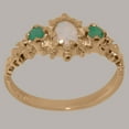 thumbnail image 3 of LBG British Made 9k Rose Gold Natural Opal & Emerald Womens Promise Ring - 33 size options - Size 7, 3 of 9
