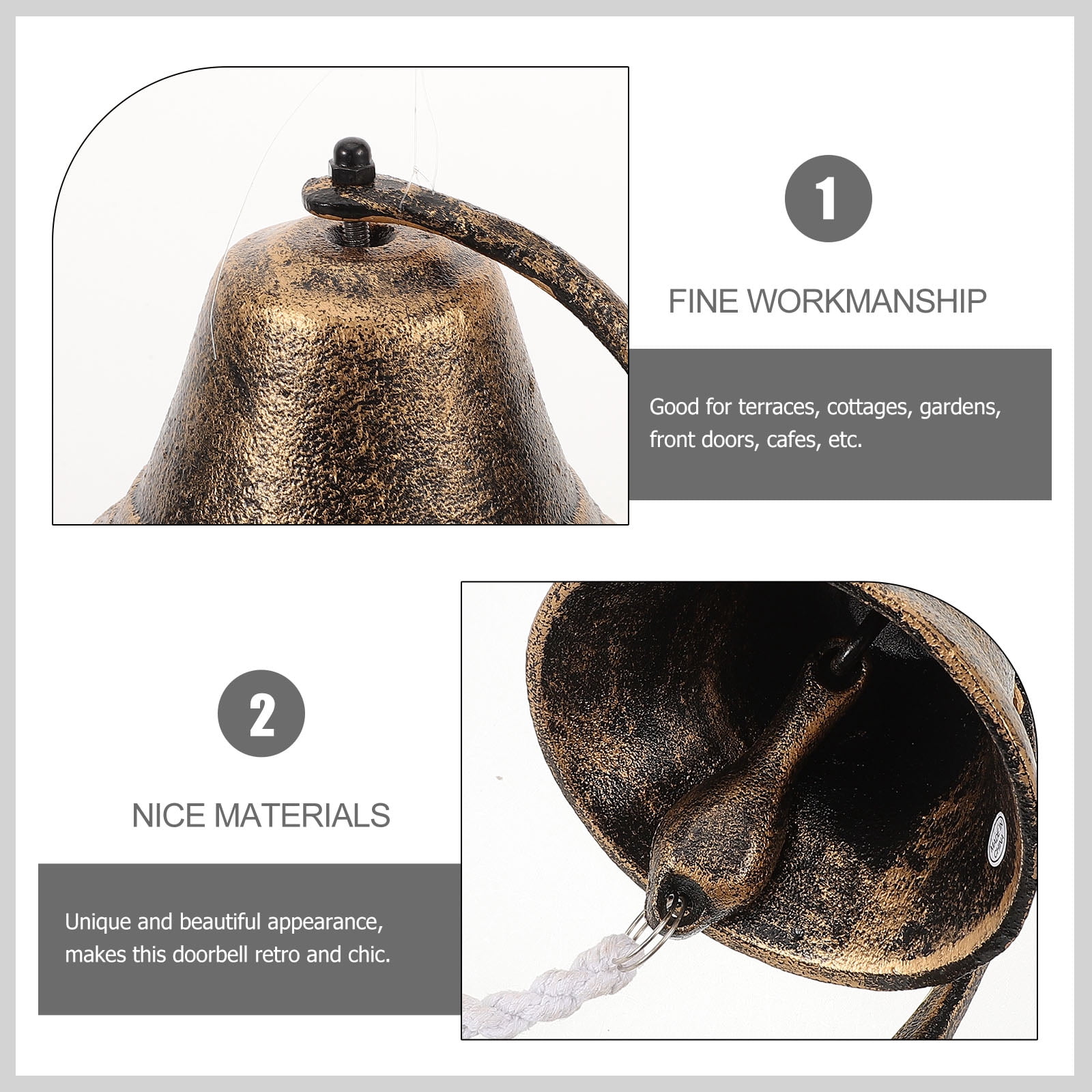 OUNONA Outdoor Bell Indoor Dinner Wall Mounted Door Bell Cast Iron Bell Wall Mounting Bell