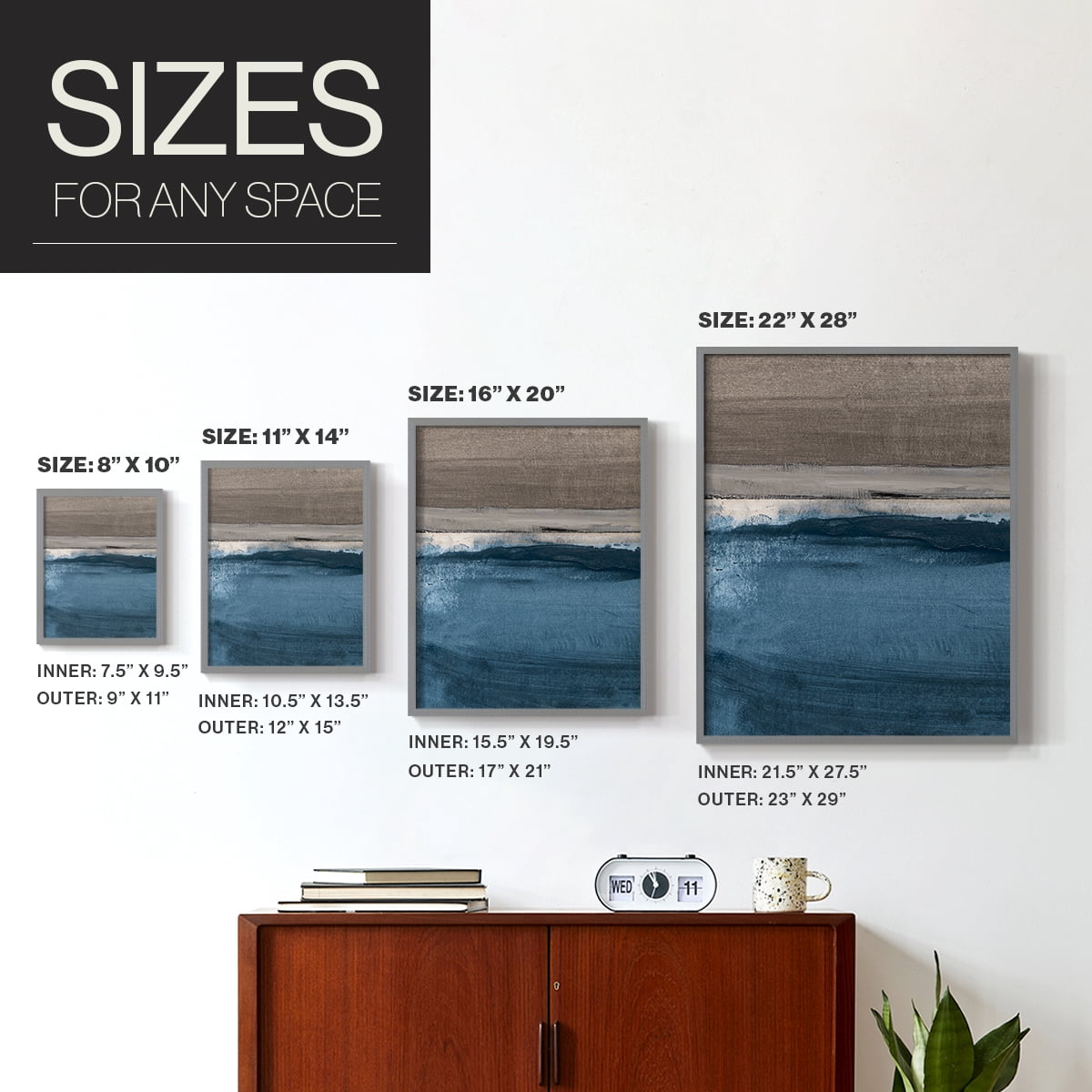 Midnight Sky I in Gray Solid Wood 8 x 10 Framed Print