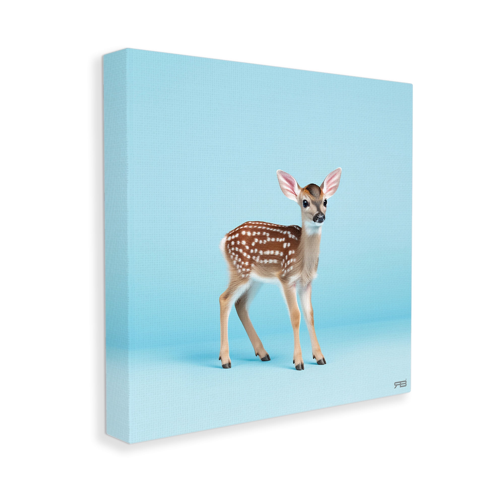 Stupell Industries Deer Fawn on Blue Animals & Insects Painting Gallery Wrapped Canvas Art Print Wall Art, 24 x 24