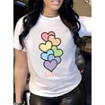 thumbnail image 1 of Camiseta de mujer 100 % algodón transpirable, de fácil cuidado y con estampado de corazones. Ideal para uso casual y deportivo, manga corta y cuello redondo para primavera y verano. Ideal para adultos, 1 of 8