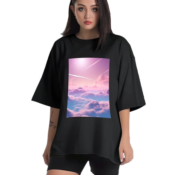 Plus Size Shirt for Women Black Tops for Women Short Sleeves Shirt for Women Sky 1 T Shirt Crewneck Shirt for Women XS