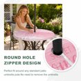 thumbnail image 4 of Round Outdoor Tablecloth with Umbrella Hole and Zipper, Vintage Blush Pink Tablecloth with Elastic Waterproof, Farmhouse Florals Leaf Coastal Home Patio Table Covers for 55" - 60" Picnic Pool Tables, 4 of 9