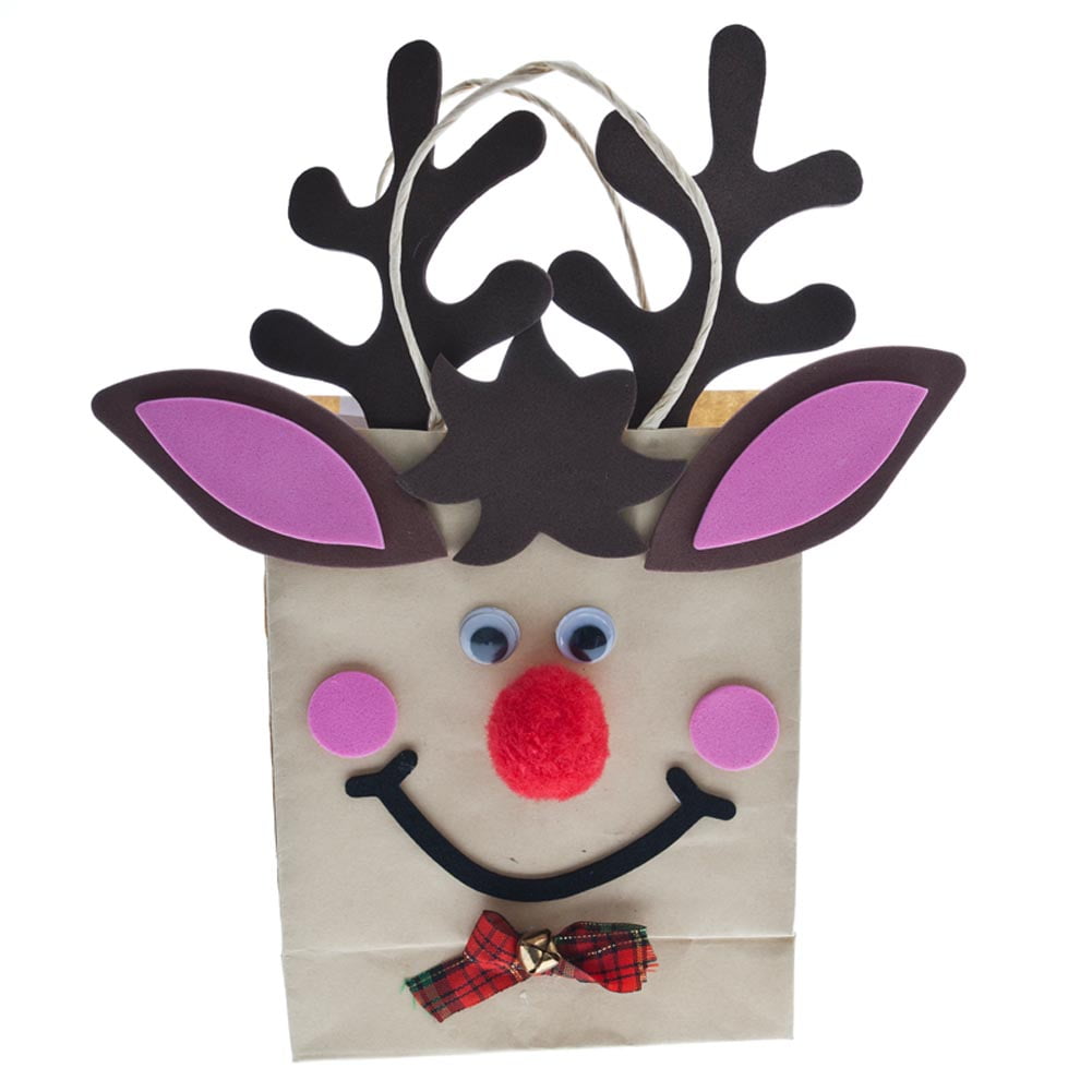 Reindeer Gift Bag Craft Kit - Craft Kits - 12 Pieces - Walmart.com