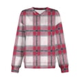 thumbnail image 4 of qucoqpe Plus Size Fleece Plaid Sweatshirt for Women Casual V Neck Long Sleeve Shirts Womens Fall Winter Pullover Tops, 4 of 7