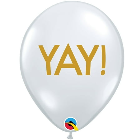 Qualatex Smiply YAY! Graduation Celebrate 11" Latex Balloons, Clear Gold, 50 CT