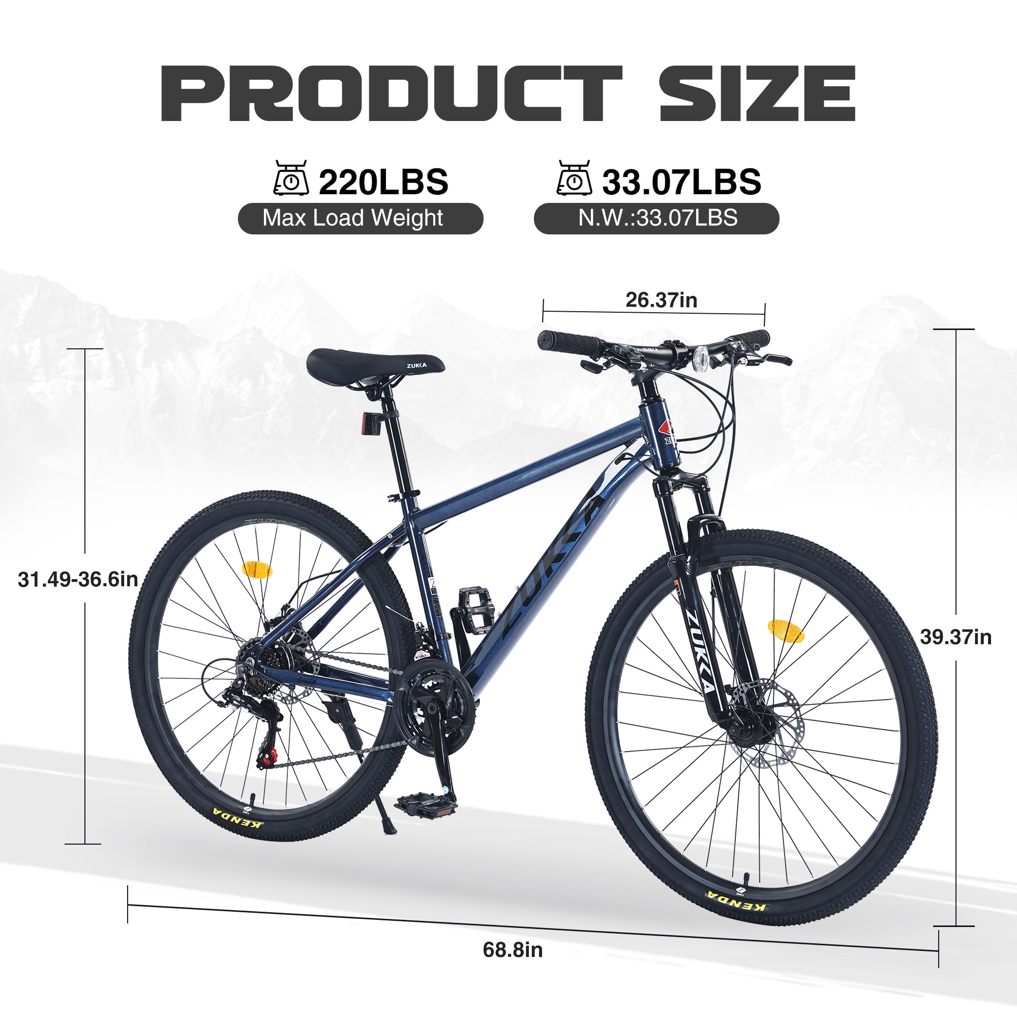 Aukfa 27.5" Aluminum Mountain Bike, 21-Speed MTB with Dual Disc Brakes & Suspension for Men & Women,Blue