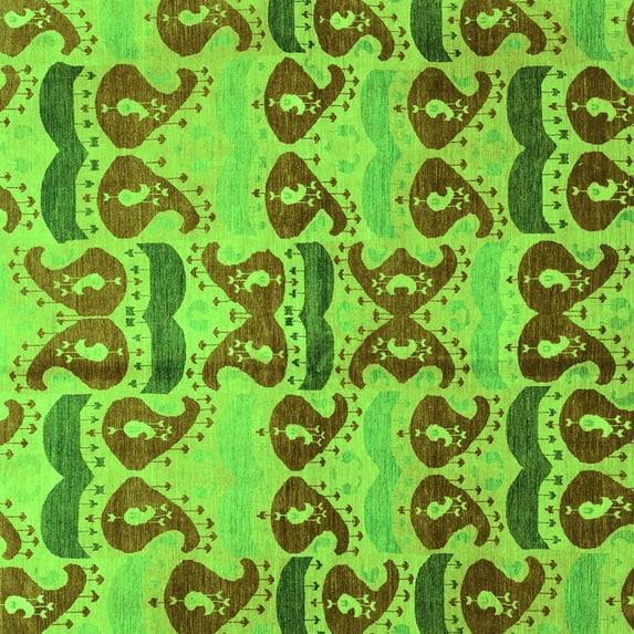 Ahgly Company Indoor Square Abstract Green Modern Area Rugs, 8' Square