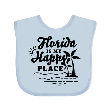 

Inktastic Florida is My Happy Place with Palm Trees Gift Baby Boy or Baby Girl Bib