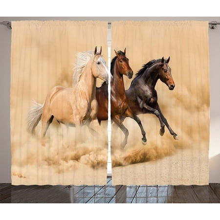 Animal Decor Collection Three Horse Running In Desert Storm