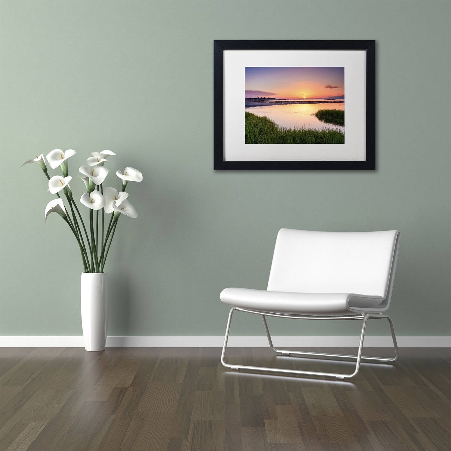 Trademark Fine Art 'Out to Sea' Canvas Art by Michael Blanchette Photography, White Matte, Black Frame