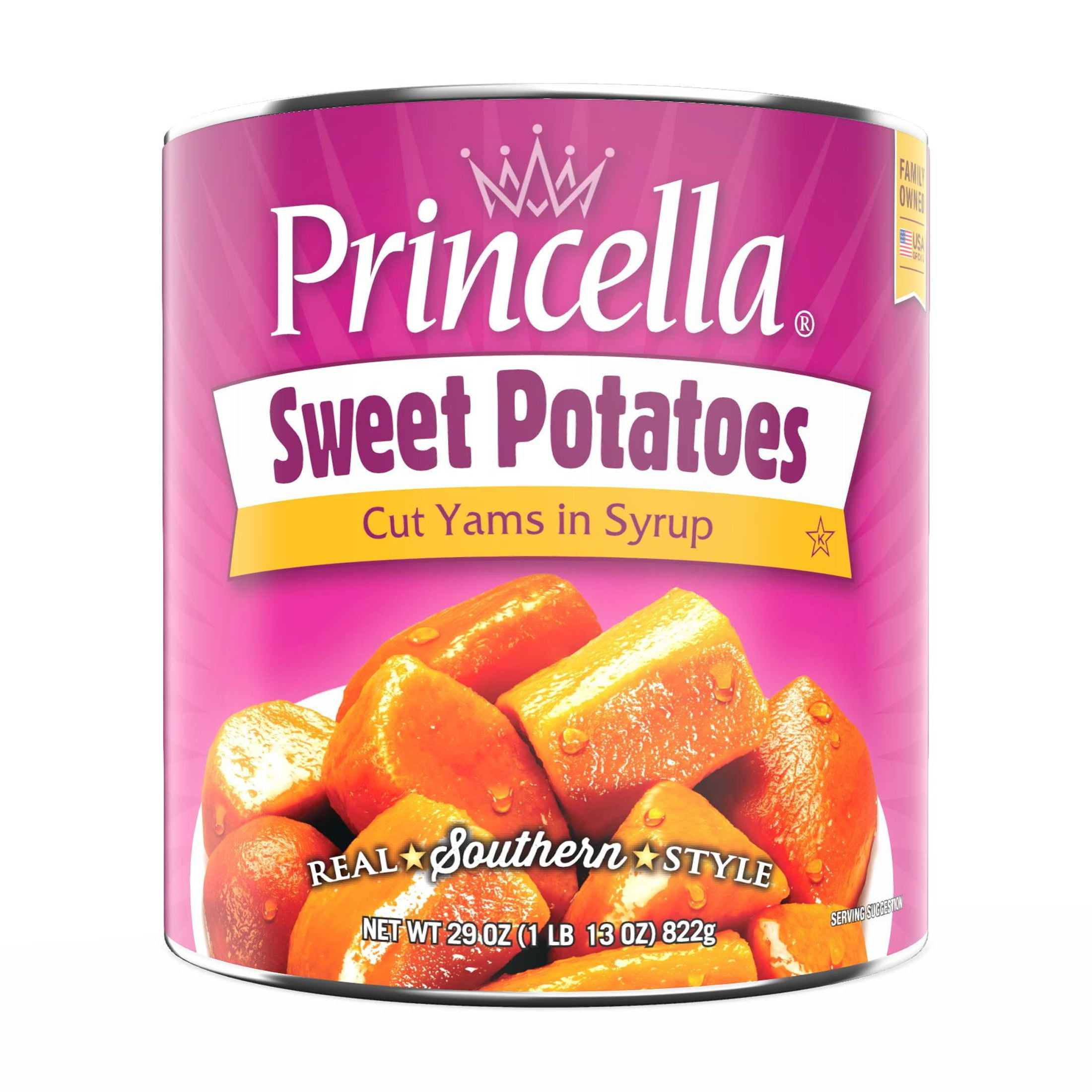 (12 pack) Princella Canned Cut Sweet Potatoes, 29 oz Can