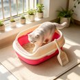 thumbnail image 5 of HOARBOEG Semi-Enclosed Cat Litter Box with Top Entry Lid and High Sides, Odor Control Covered Kitty Litter Pan with Scoop Filter for Anti Scatter, Indoor Cat Toilet Hot Pink, 5 of 6