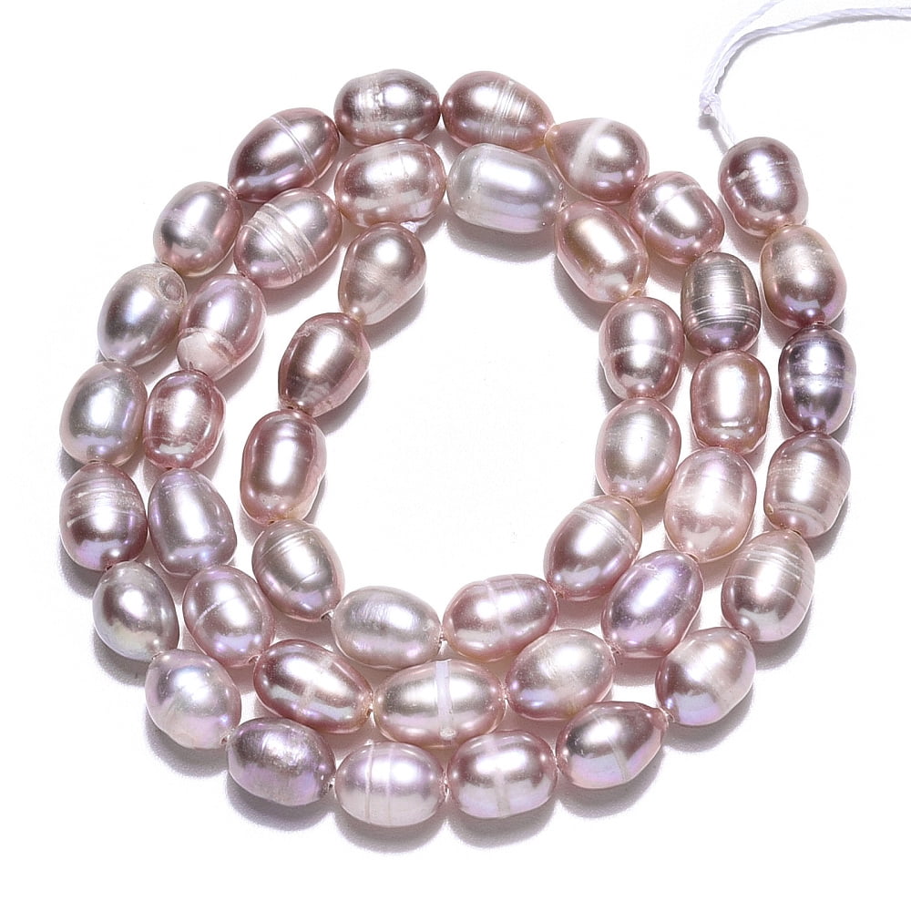 2strands Cultured Freshwater Pearl Beads Strands Rice Thistle 7.2~8x5.5~6mm Hole: 0.7~0.8mm about 44~45pcs/strand 13.58 inch(34.5cm)
