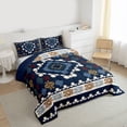thumbnail image 3 of Feelyou Fashion Aztec Full Size Comforter Sets, Navy Damask Triangle Bedding Sets, 3pcs, 3 of 8