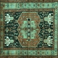 thumbnail image 1 of Ahgly Company Machine Washable Indoor Square Abstract Turquoise Blue Contemporary Area Rugs, 4' Square, 1 of 4