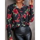 thumbnail image 5 of Camisa de manga larga para mujer con blusa informal con estampado de botones y correa Irfora Cárdigan de mujer, 5 of 7