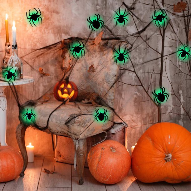 Decoraciones de Halloween, adornos de Halloween, regalos de Halloween, pegatinas de pared con luces LED intermitentes para decoración de ventanas de fiestas, pegatinas de pared brillantes, pegatinas d
