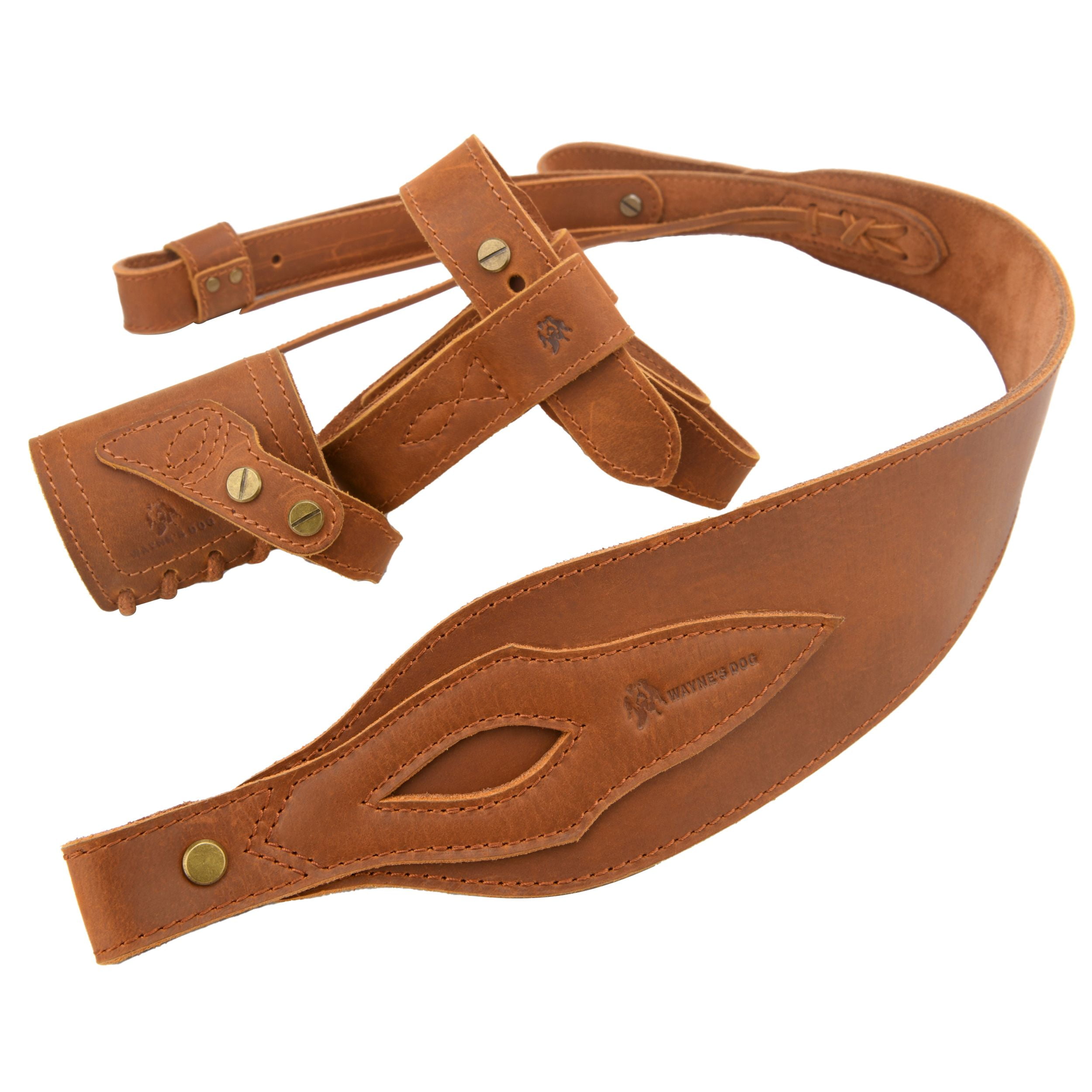 1 Suit Full Leather Rifle No Drill Harnessed Buttstock Holder Cover , Barrel Mount with Leather Gun  Sling