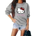 thumbnail image 3 of Hello Kitty Crew Neck Long Sleeve Adult Sweatshirt Gray, 3 of 5