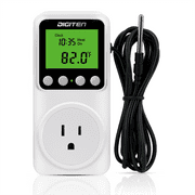 Day-Night Thermostat, 15A Day-Night Temperature Controller, Support Heating/Cooling Mode, Clock Function, / Plug-in Outlet Timer Thermostat with LCD Screen Backlight Function for Reptile Greenhouse
