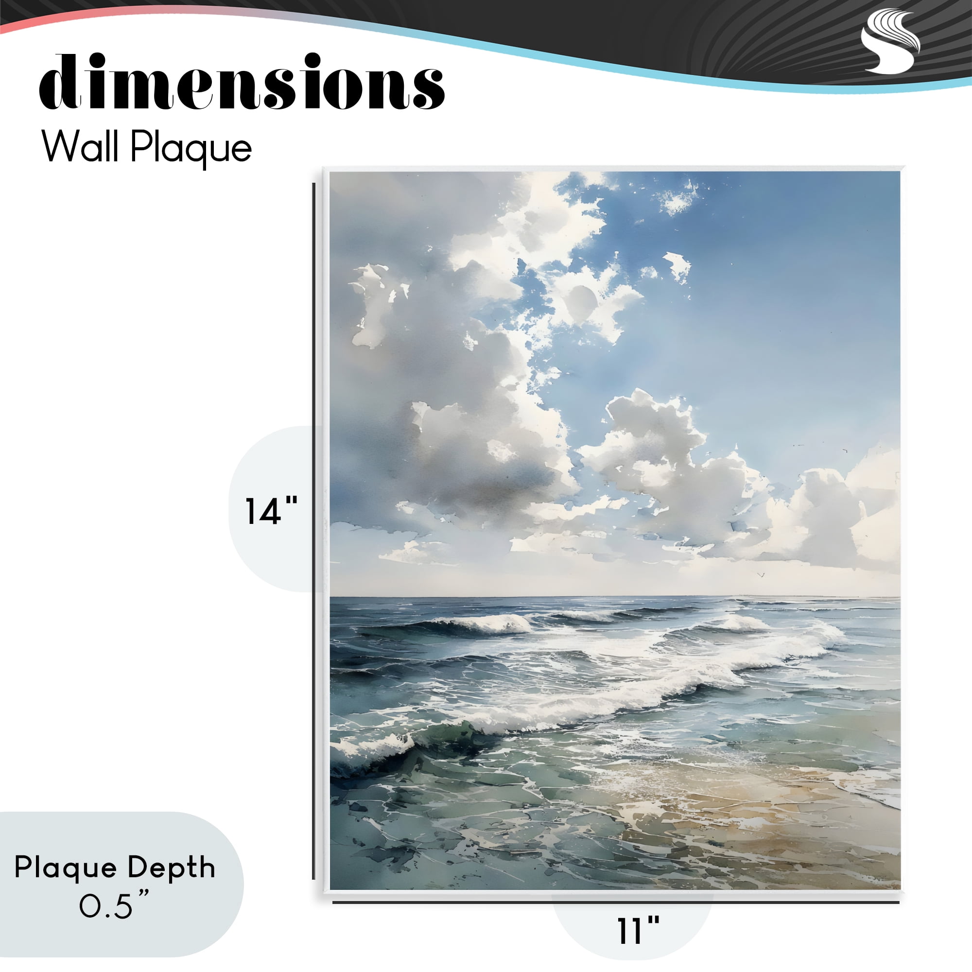 Stupell Industries Soft Waves & Clouds Wall Plaque Art, design by Franklyn Gregory