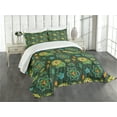 thumbnail image 3 of Ambesonne Floral Quilted Bedspread Set 3 Pcs, Fantasy Colorful Flowers, King Size, Multicolor, 3 of 5