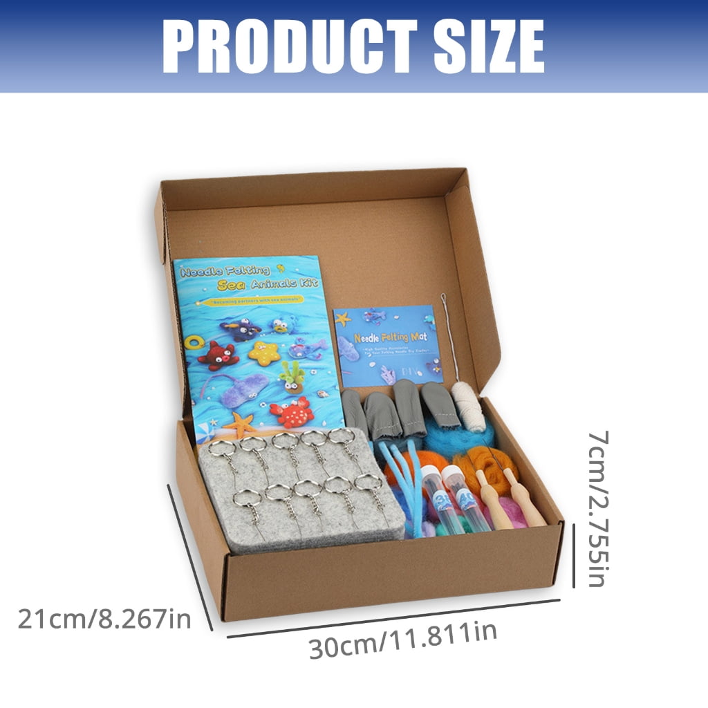 JZROCKER Sea Needle Felting Set Sea Creature Wool Felted Set with Felting Needle Instruction Wool Roving for Beginner
