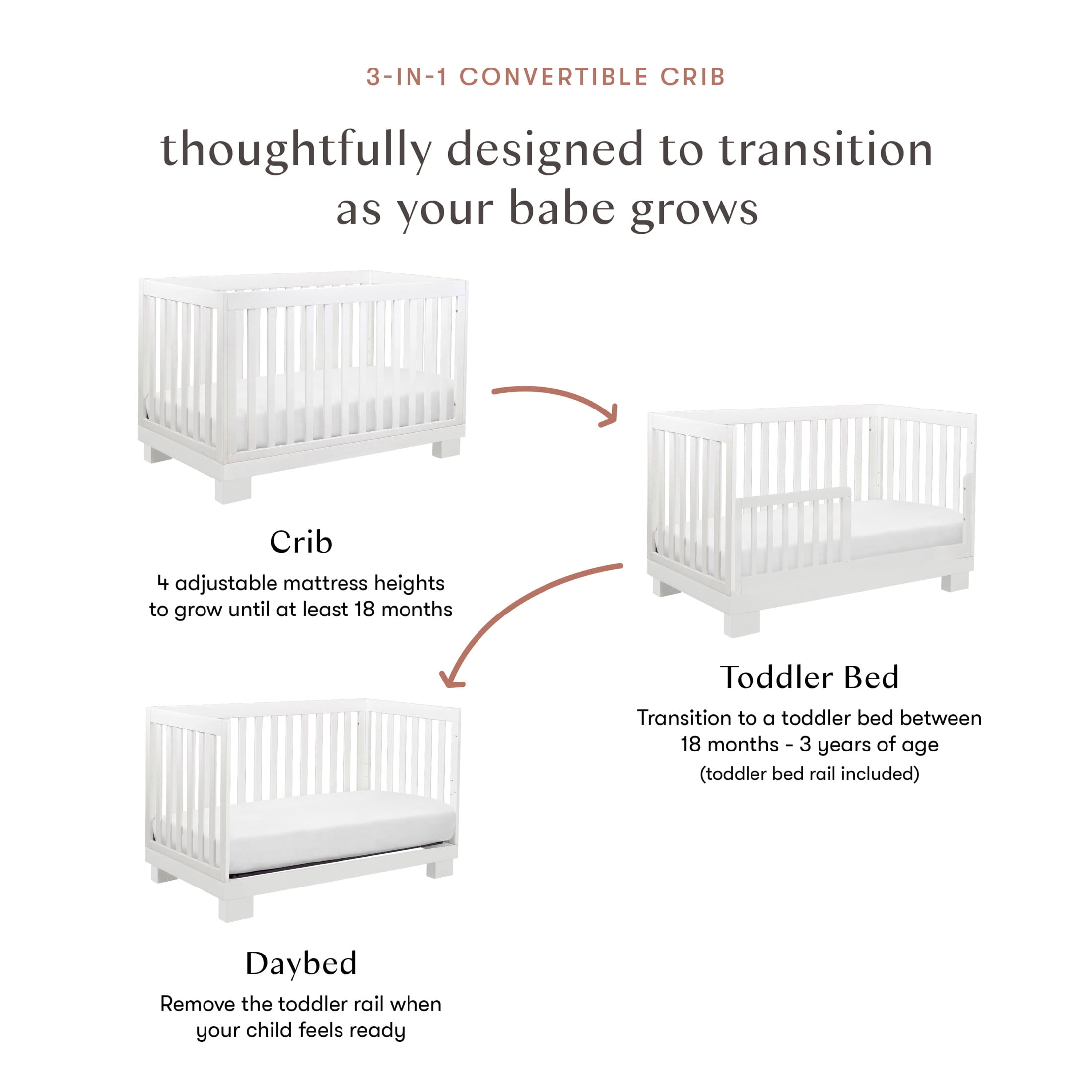 Babyletto Modo 3-in-1 Convertible Crib with Toddler Bed Conversion Kit