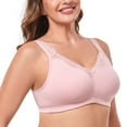 thumbnail image 3 of LEEYNEER Women‘s Cotton Full Coverage Wirefree Non-padded Lace Plus Size Bra 32DD, 3 of 7