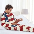 thumbnail image 4 of Salouo Vintage American Flag Print Button-Front Long Sleeve Pajama Set for Men, Soft 2Pjs Men's Long Sleeve Sleepwear -XX-Large, 4 of 7