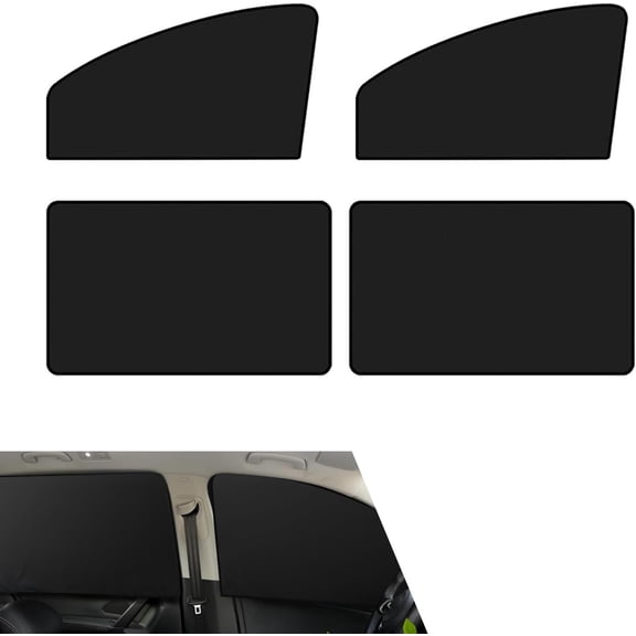 Car Window Shades – 4 Pcs Privacy Sun Curtains, 100% Light-Blocking Magnetic Covers for Car, Truck, SUV – Keep Interior Cooler