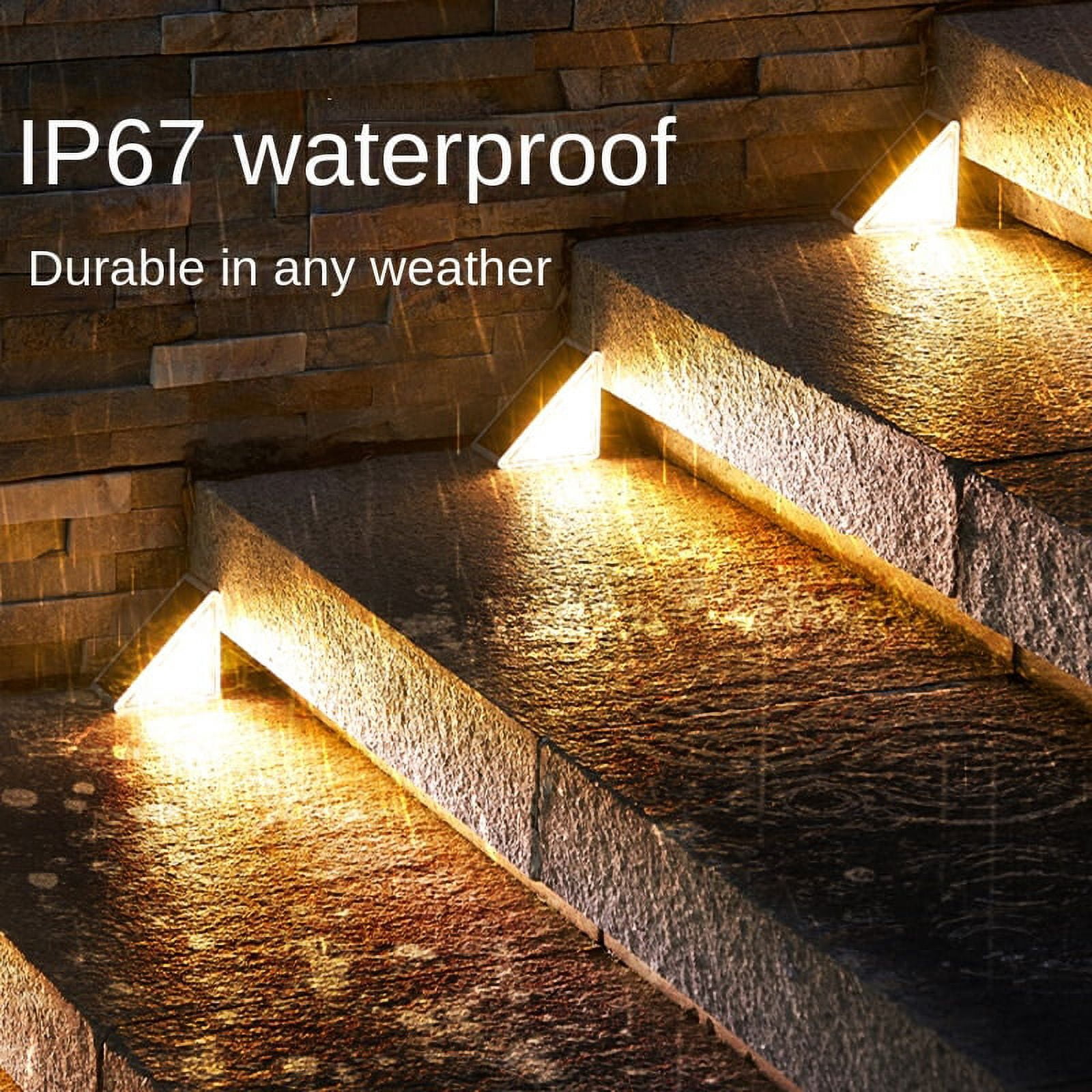 Six Pieces LED Solar Stair Light 3000K Waterproof Outdoor Garden Passage Courtyard Terrace Guardrail Step Light Landscape Light