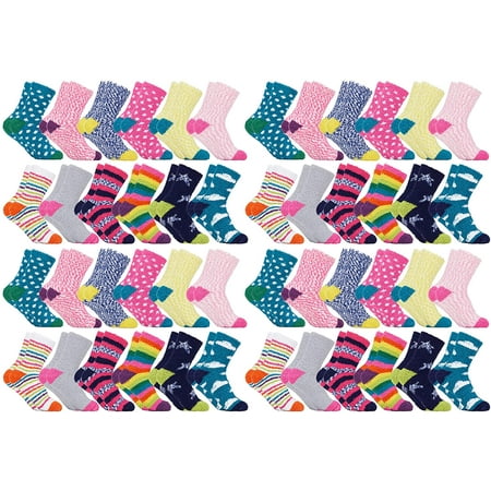 

48 Pairs of Womens Fuzzy Socks in Bulk Furry Soft Warm Cozy Sock Packs Wholesale Colorful Winter Sock (48 Pairs Bright Motifs)